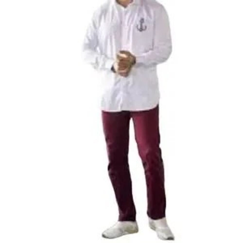 Brax Chuck Modern Fit Velour Pants/Jeans in Burgundy - 32/34